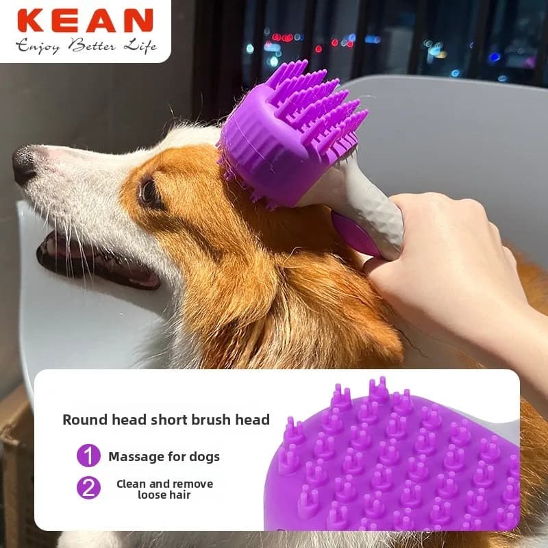Pet Bath Brush Silicone Dog Cat Grooming Brush Shampoo Dispenser Massage Shower Cleaner Multi-Functional Pet Beauty Tool
