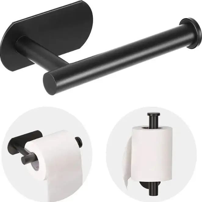 Porta carta igienica da bagno da 1 pezzo, portarotolo autoadesivo in acciaio inossidabile, porta fazzoletti, WC perforato a parete