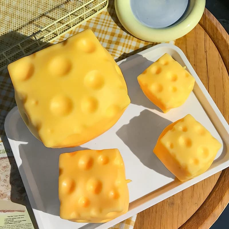 Soft Square Cheese Shape Antistress Toys, Slow Sensory Toy Response, Christmas Gift