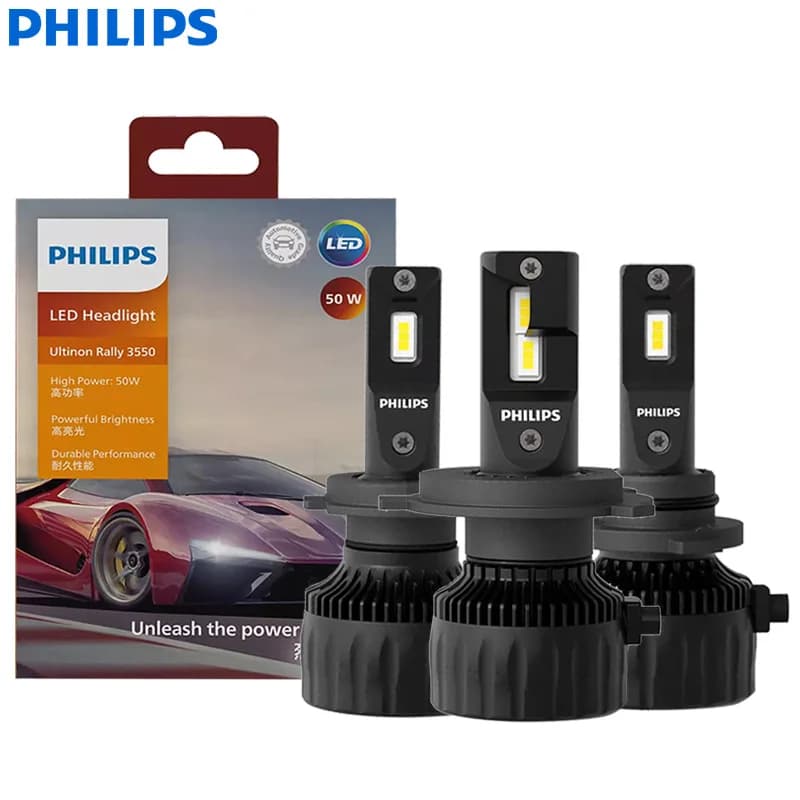 Philips LED H4 H7 H11 100W 9000LM Ultinon Rally 3550 HB3 HB4 HIR2 faro per auto 6500K bianco ad alta potenza Lumen Watt lampade a LED 2X