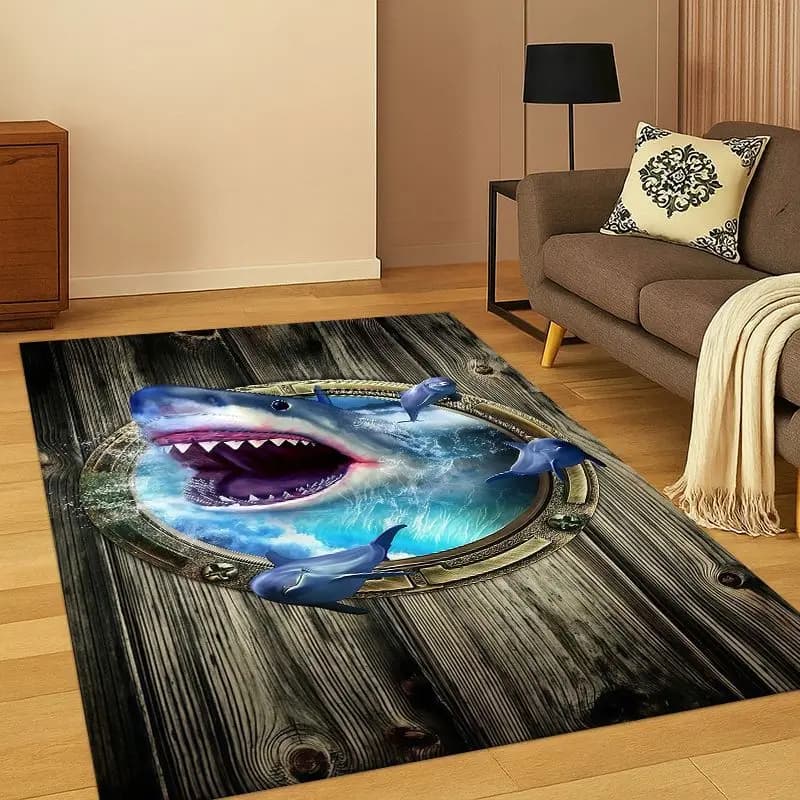 3D Illusion Pattern Hallucination Underwater Carpet Rug for Bedroom Living Room Sofa Playroom Doormat Home Decor Non-slip kids