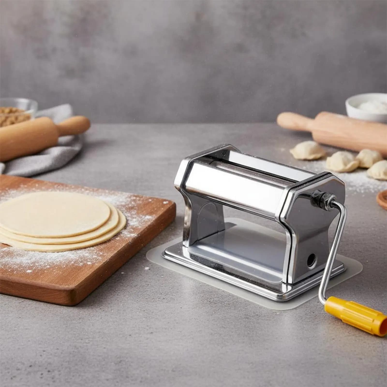 Macchina per Pasta a Manovella Multifunzionale con Cilindro Regolabile per Miscela di Farina, Pressa per Sfoglie di Ravioli, Telaio in Acciaio Inossidabile per Cucina