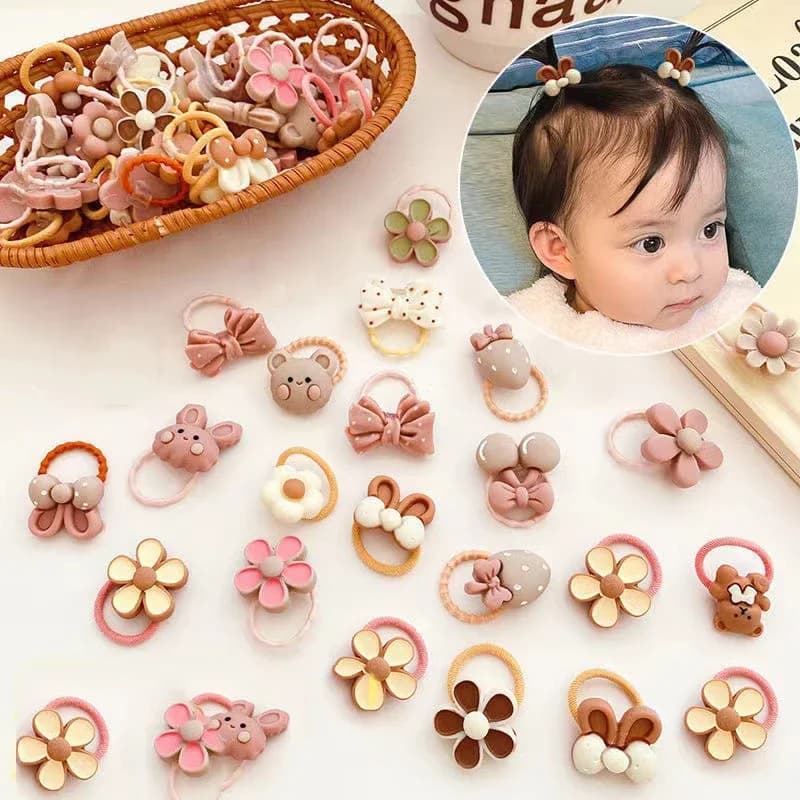 10/20/30/40/50 Pz / lotto sympathetic cartoon Bear Bunny Girl Elastic Elastic Copper Hair Accessories for Kids