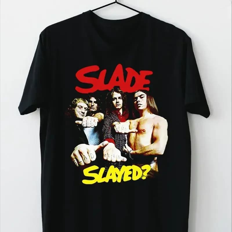 New Rare Slade Band Slayed Black All Size For Fan T Shirt