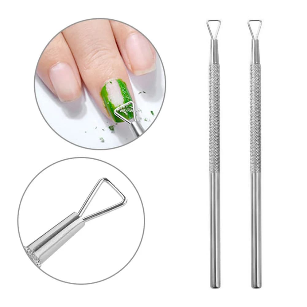 LULAA Steel Triangle Spingipelle Pelapatate Gel Polish Remover Design Triangular Leather Tools for Nail Manicure