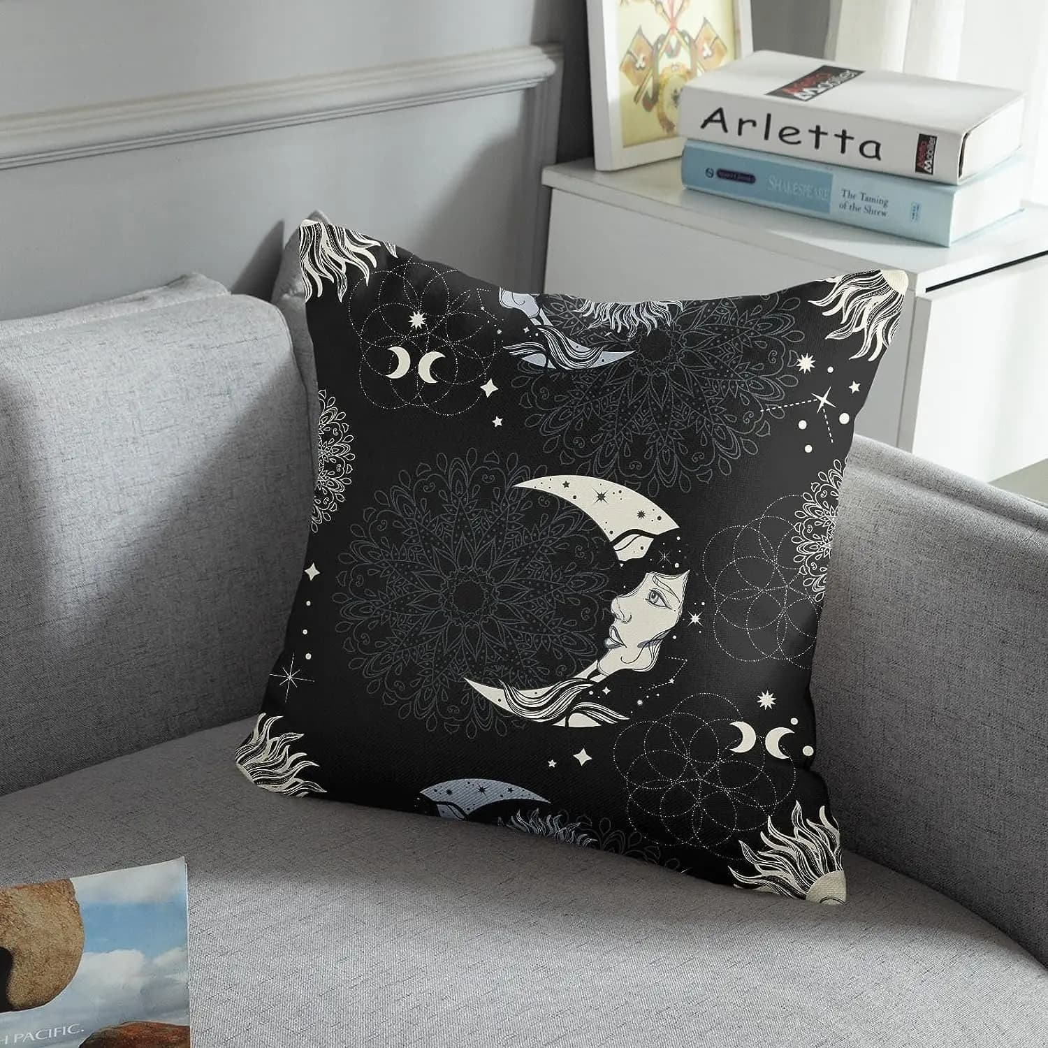 Federa per cuscino Set di decorazioni per la casa federa per cuscino cuscino decorativo federa per cuscino per divano Halloween nero gotico 45x45cm