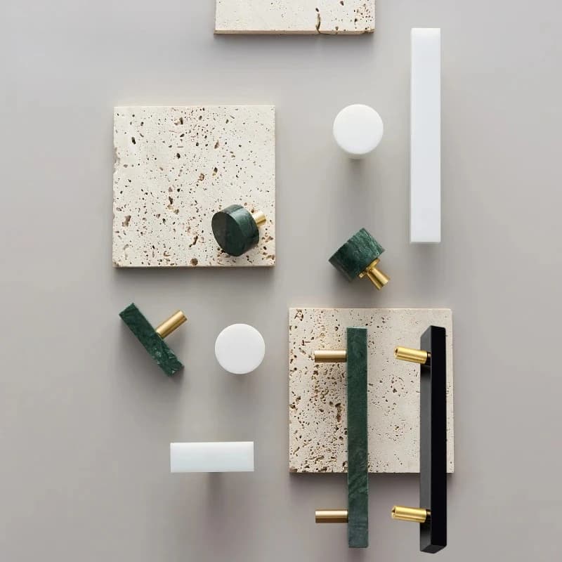 Maniglia in cristallo di marmo di ottone di lusso nordico Maniglie lunghe rotonde a doppio foro Manopole per cassetti guardaroba guardaroba