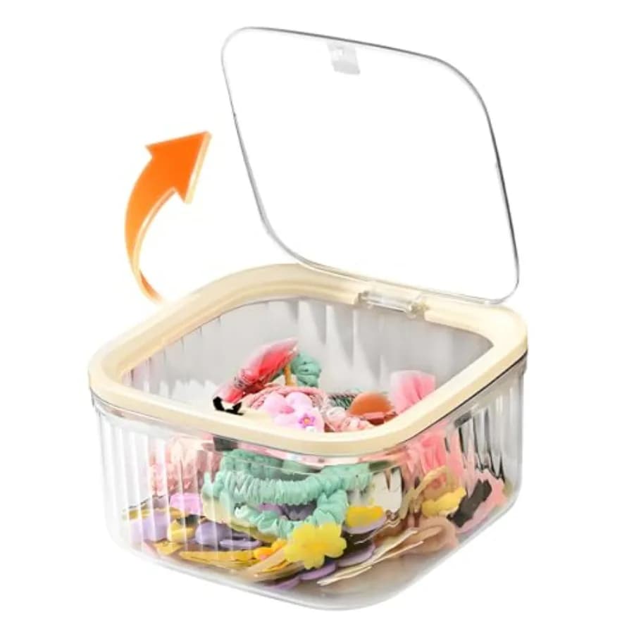 Hair Accessories Organizer for Girls, Small Plastic Storage Box with Lid for Hair Clips, Ties, BowsandJewelry, Stackable Dust-P