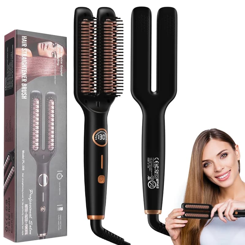 Anti-crespo electric hair plate with hot comb, ceramic hair plate 2 in 1, with LCD digital display