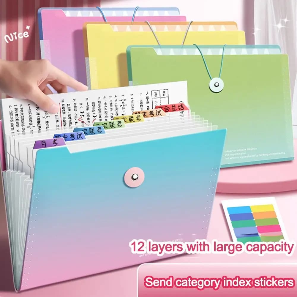 Borsa per documenti A4 a colori sfumati Borse per organi impermeabili di grande capacità Cartella per buste Borsa per documenti in carta