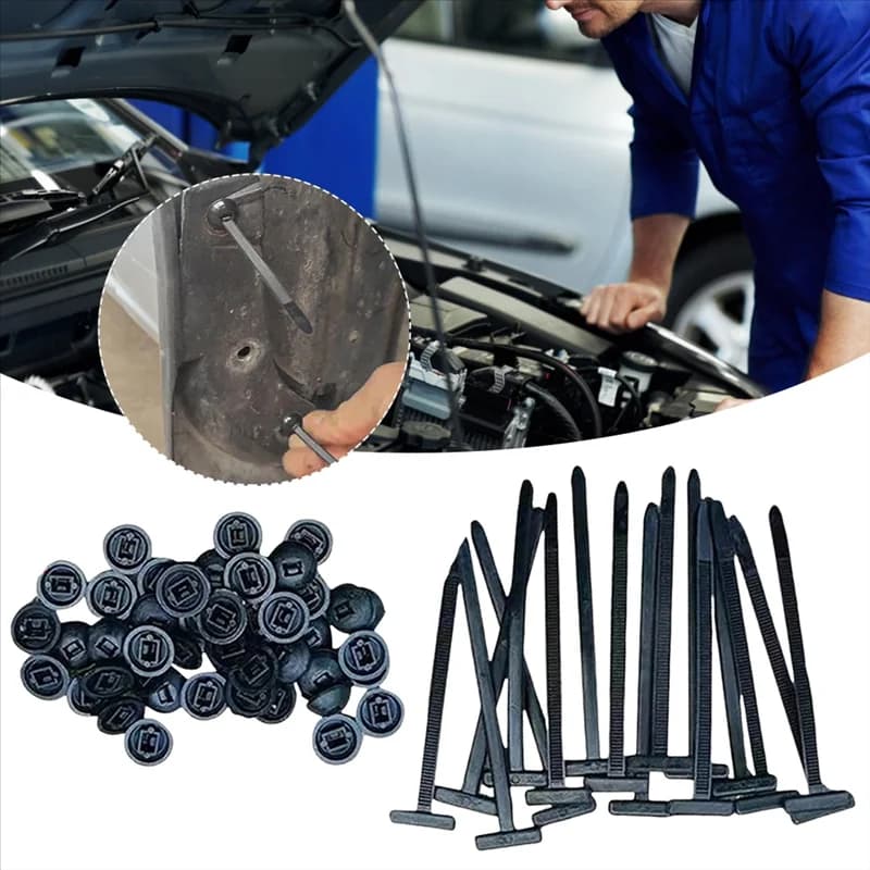 ABUH-Fibbia per fascette per cavi in nylon Supporto per fascette autobloccanti con perno e pulsante Strumento multiuso per fascette per riparazioni auto