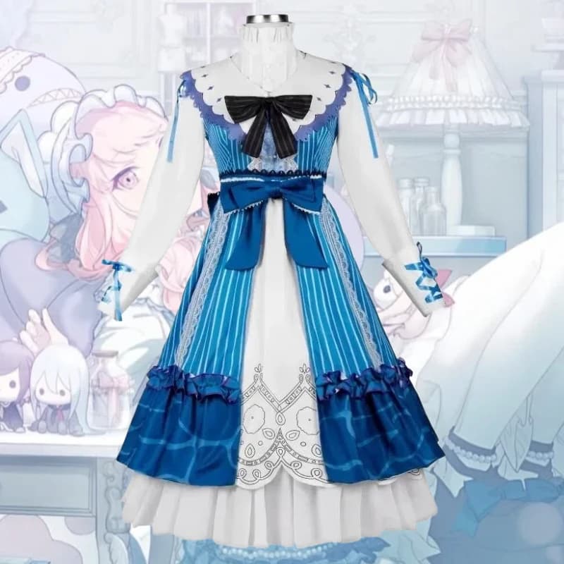 Costume Cosplay Akiyama Mizuki, Abito Lungo Blu Lolita con Parrucca, Set Completo per Giochi di Ruolo, Outfit per Donne, Festa a Tema