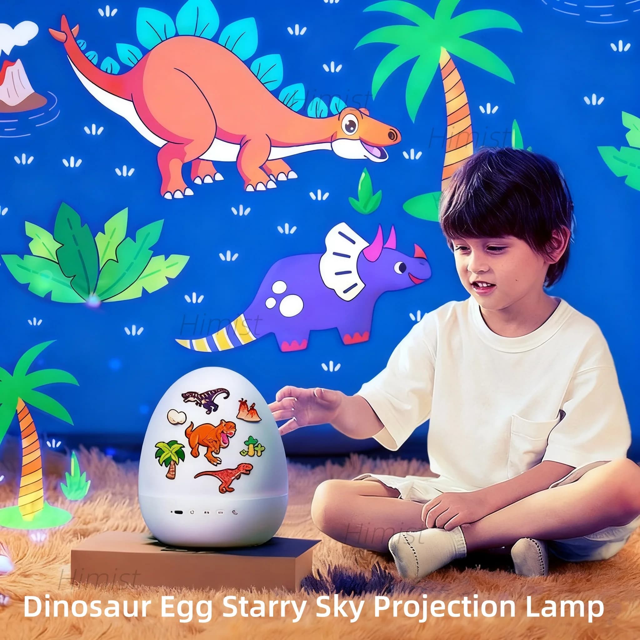 Ruota proiezione umore luce notturna con carillon uovo di dinosauro 21 pellicole proiettore USB luce notturna per bambini regali di Natale