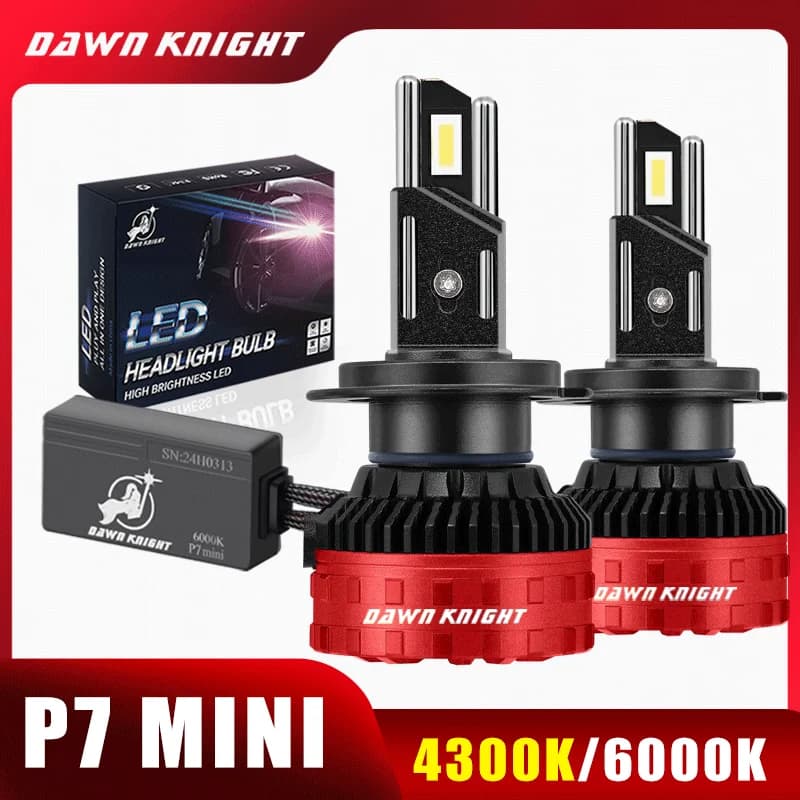 DAWN KNIGHT P7 Mini H7 H4 H11 H1 Led Headlight Bulbs 6000K 4300K LED HB3 9005 HB4 9006 Led Double Copper Tube 12V 2pcs