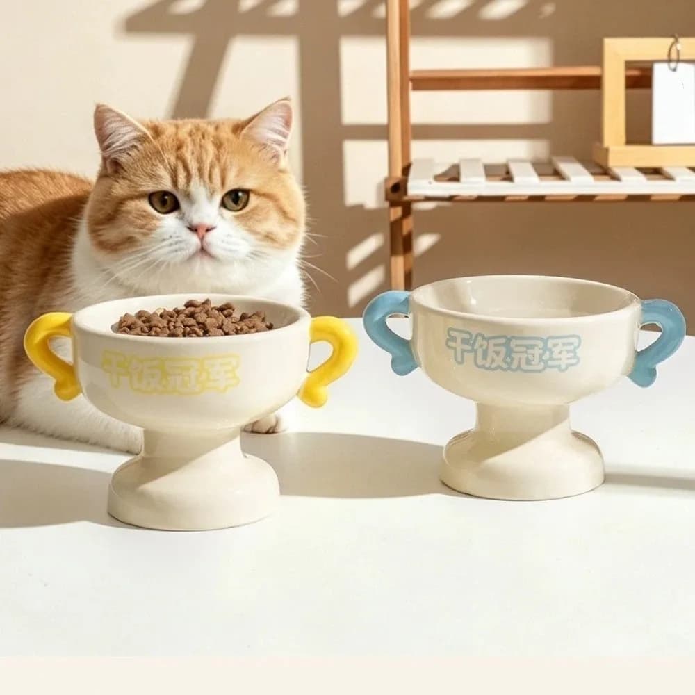 Universal Elevated Cat Food Water Bowl Non-Slip Base Large Capacity Pet Food Basin Stable High Feet Ceramic Pet Bowl Puppy Cats
