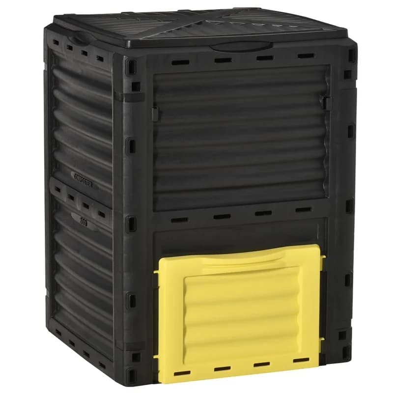 Outsunny 80-Gallon Outdoor Compost Bin, Fast Soil Composting, Ventilated Design, Easy Assembly, Yellow