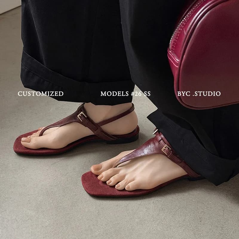 2026 new summer women sandals natural leather plus size 22-25.5cm cowhide+sheepskint-strap ankle-buckle women shoes fashion