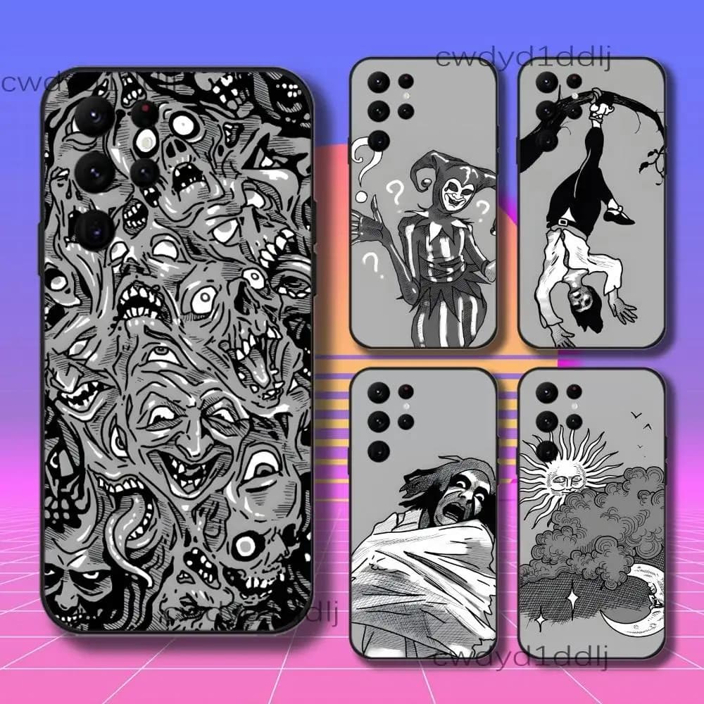 Custodia per telefono con carta dei tarocchi P-Phasmophobia per Samsung S10, S21, FE, S21, S26, S25, S24, S23, Ultra, S9, S22, Plus, cover nera