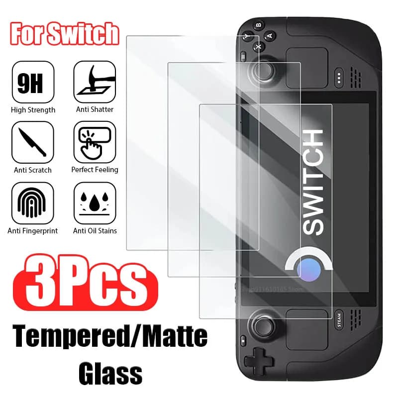 3 pezzi di vetro temperato per Nintendo Switch2 vetro protettivo opaco per interruttore OLED Switch Lite protezione schermo HD antigraffio