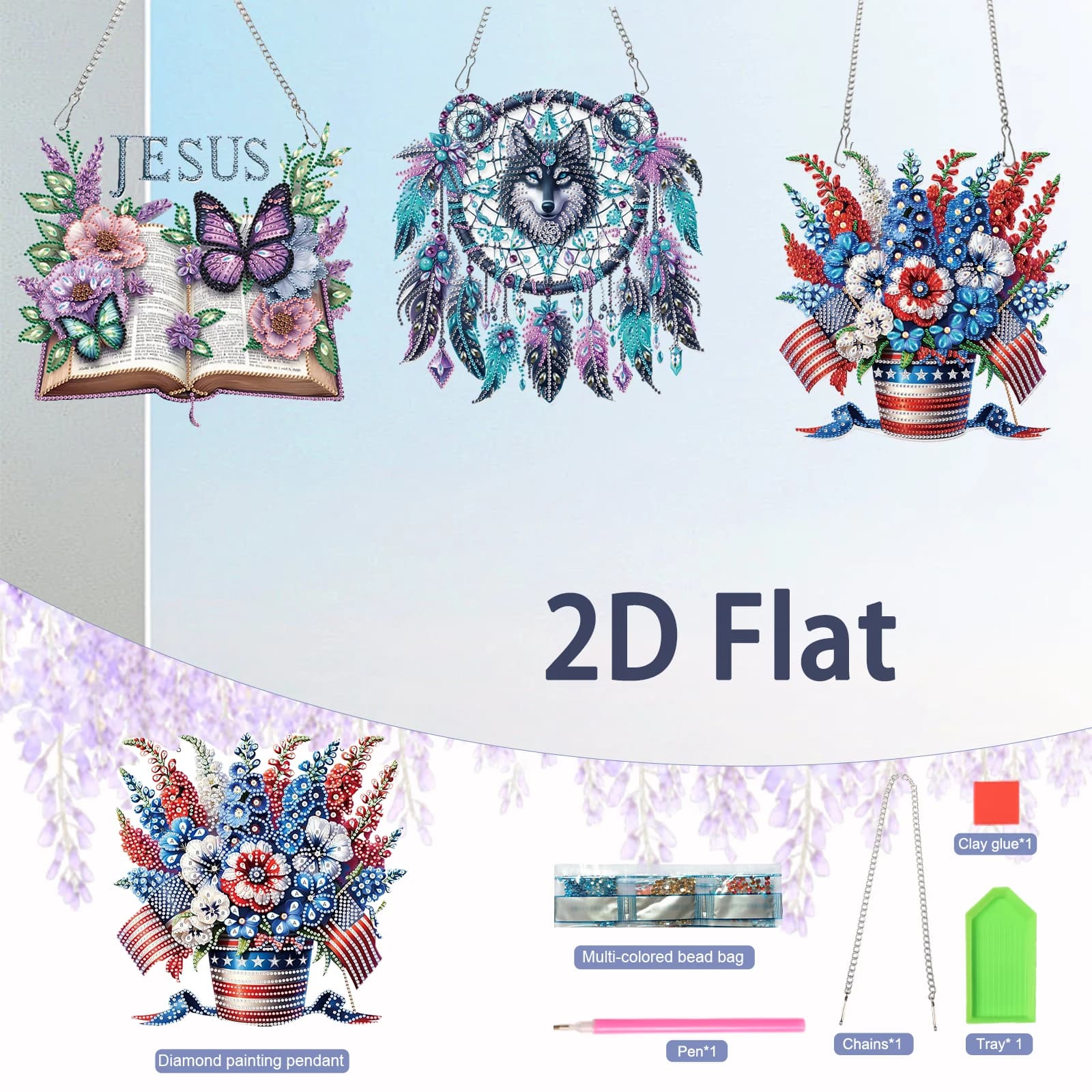Diamond Painting Acrylic Hanging Pendant Kits,Fashion patterns Special Shape Diamond Hanging Window Pendant for Home Decor Gift