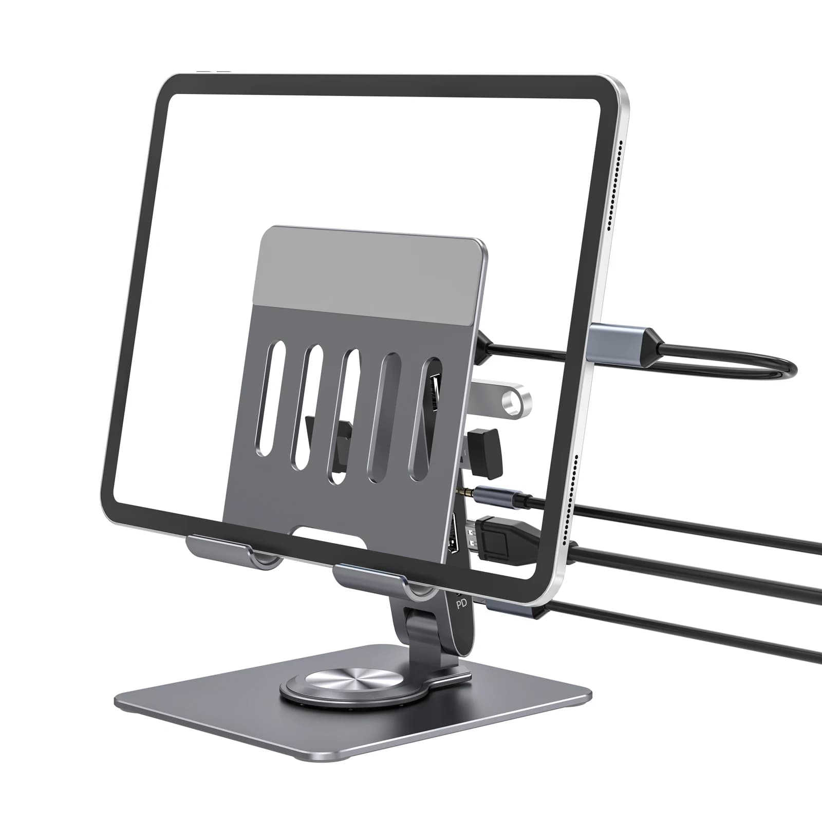 2025 Prezzo di fabbrica Supporto per laptop Hub 7 in 1 Lega di alluminio regolabile 2 * USB 1 * Host 1 * HDMI 1 * Audio 1 * TF/Sd 1 * Funzione PD100w