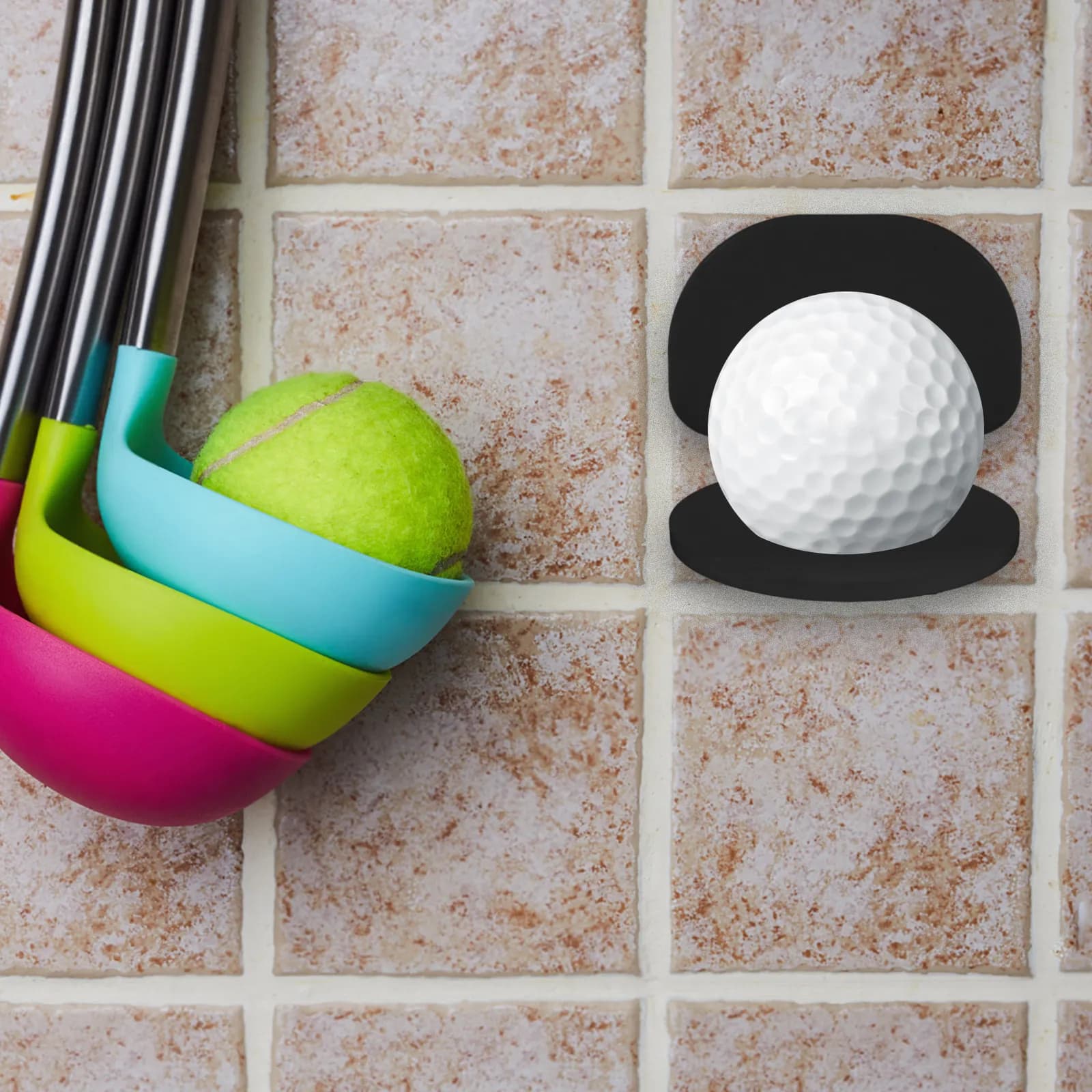 Supporto per Palline in Acrilico, 2 Pezzi, Nero, Espositore Multisport per Baseball, Golf, Softball, Tennis e Allenamento