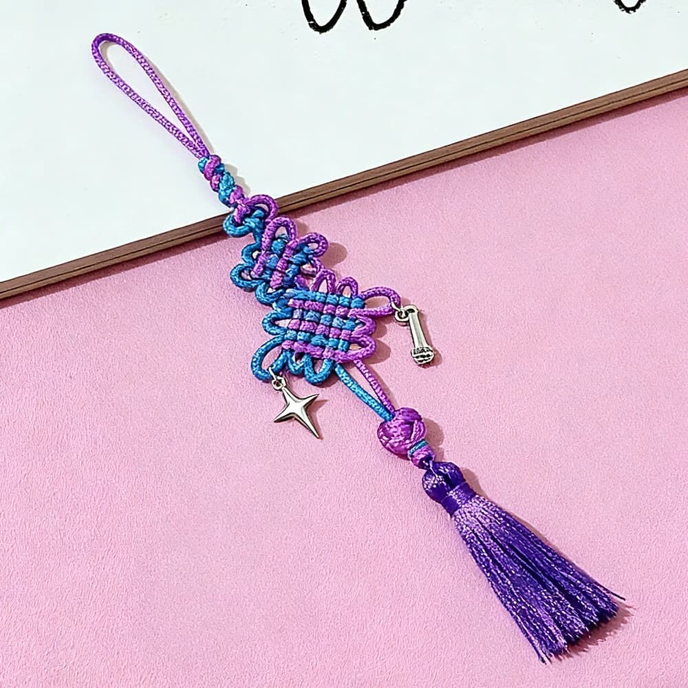 Portachiavi con Nodo Cinese Fatto a Mano, Catenella per Telefono Intrecciata a Mano K-Pop Devil Hunter Girls Group, Ciondolo Anime, Accessori per Borsa, Oggetti di Scena Cosplay