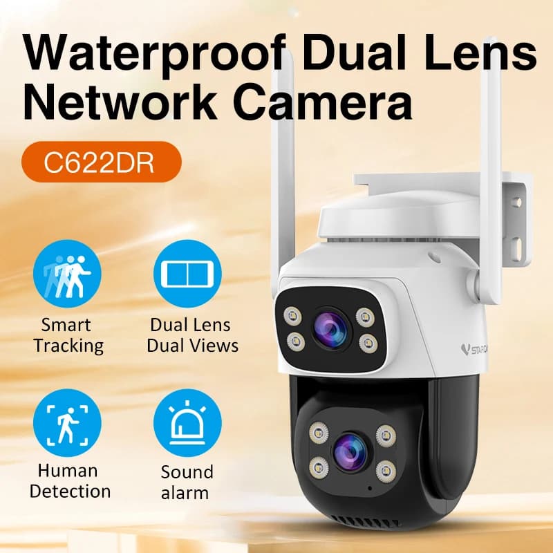 Vstarcam CS622DR 4MP O-Kam Dual Lens PTZ IP Dome Camera AI Rilevazione umanoide Sicurezza a colori CCTV Citofono Baby Monitor