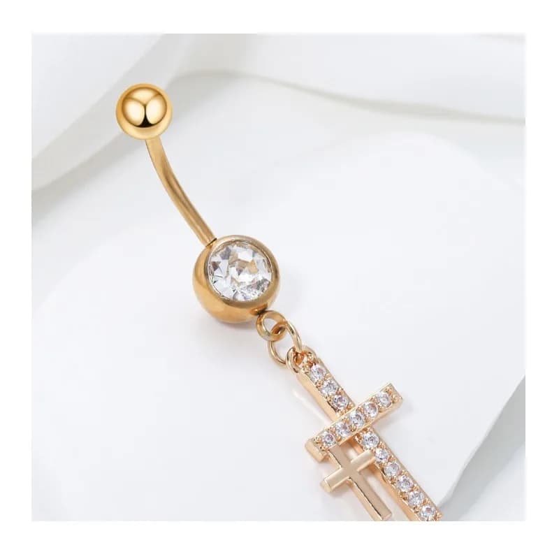 Nuovo Anello da Ombelico con Zirconi e Diamanti, Design a Croce Personalizzato, Versatile