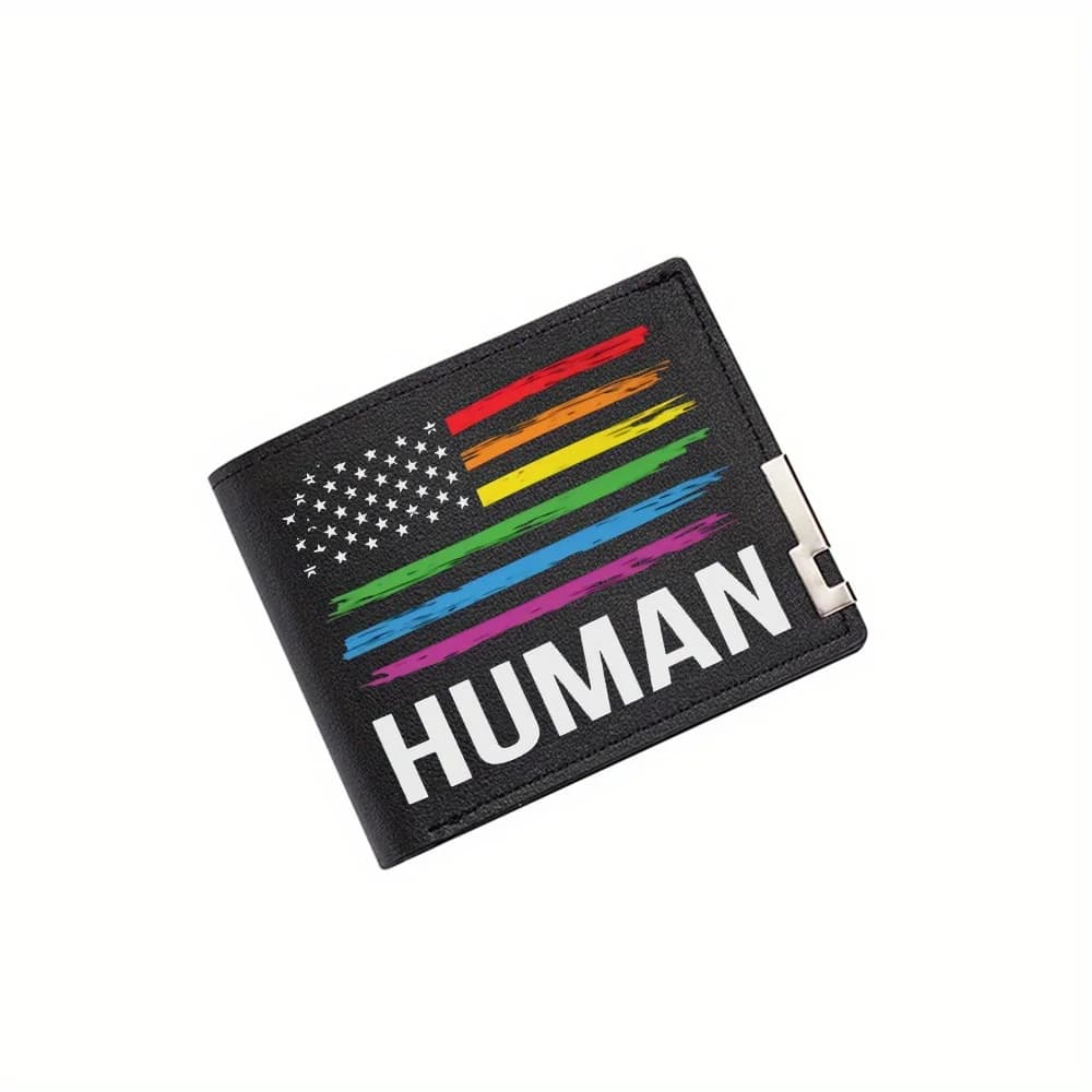 Portafoglio da uomo umano arcobaleno bandiera americana Design di stampa Semplice moderno ed elegante Business Padre Fidanzato Amante di Natale G