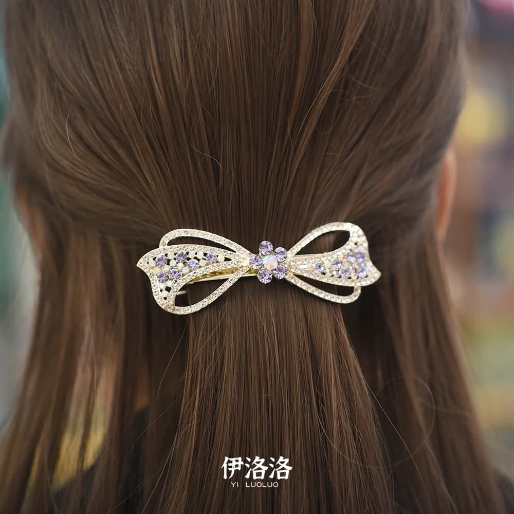 Women's Cover Hair Accessories With Mid Size Rhinestone Flower Hair Clip Vintage Hair Clip Cute Hair Clip for Women