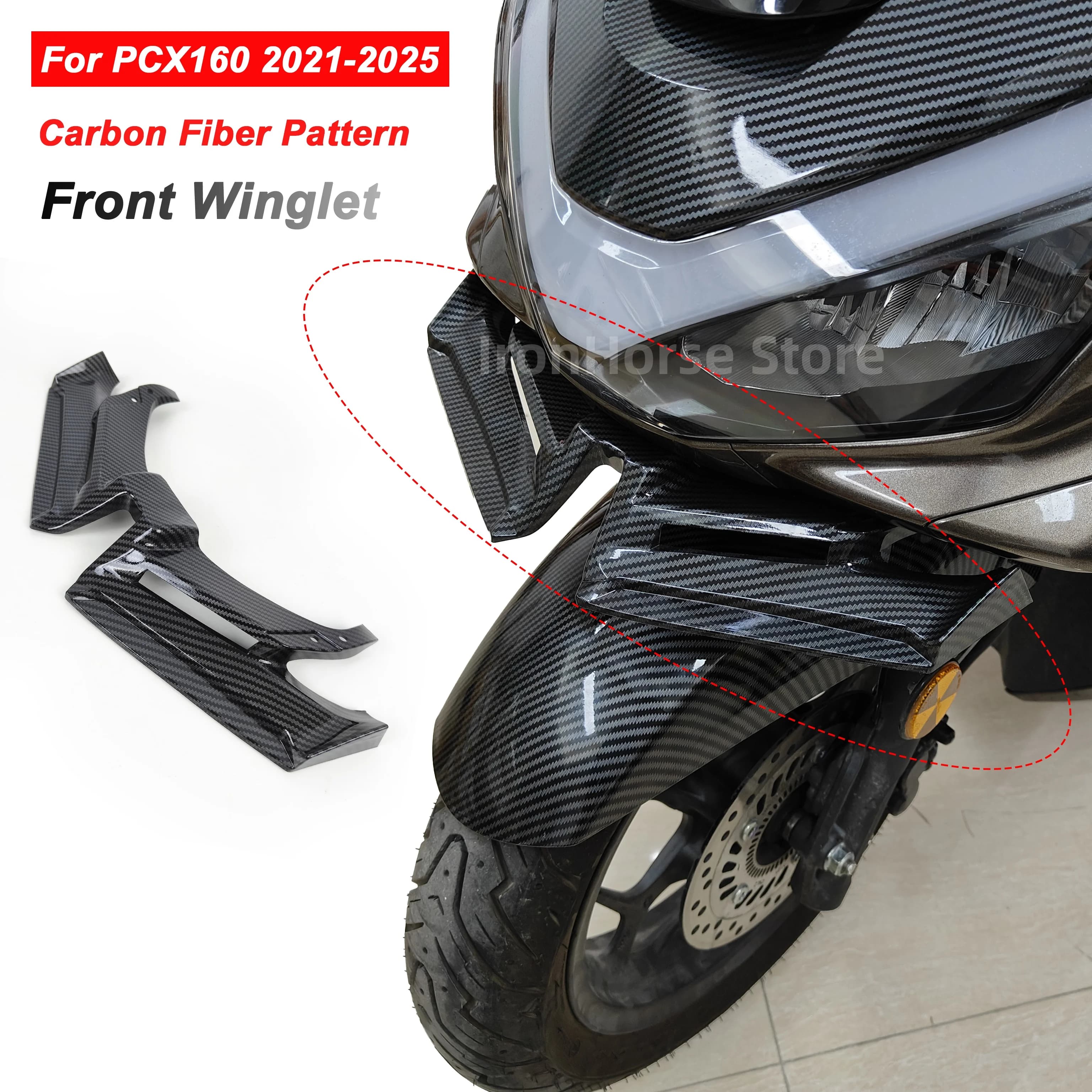 NUOVO Per Honda pcx160 2021-2025 accessori Moto In Fibra di Carbonio Texture Becco Anteriore Vento Deflettore Kit Carenatura Aerodinamica