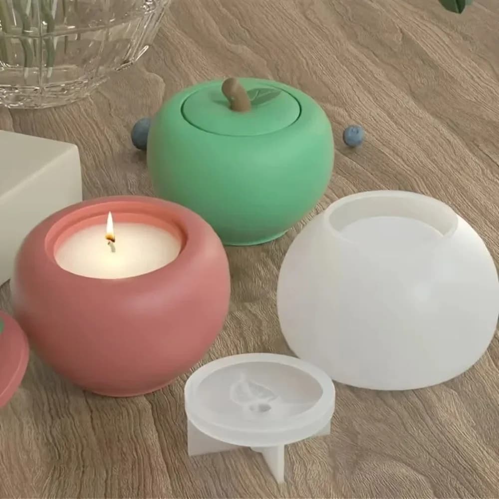 DIY Silicone Candle Jar with Lid, Jewelry Storage Box, Gypsum Resin Mold, Cement Clay Plaster Mold, Candle Holder