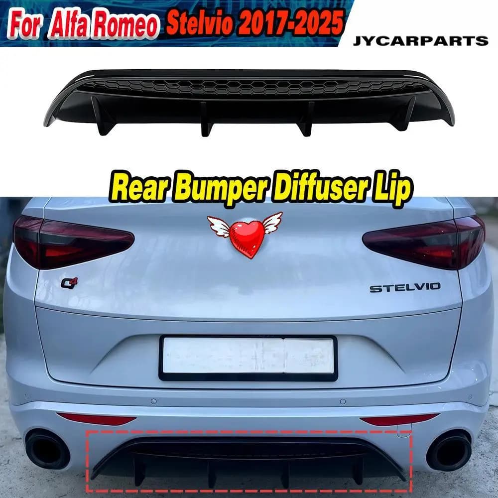 Car Rear Bumper Diffuser Lip Lower Spoiler Splitter Protector For Alfa Romeo Stelvio 2017-2025 Exterior Modification Body Kit