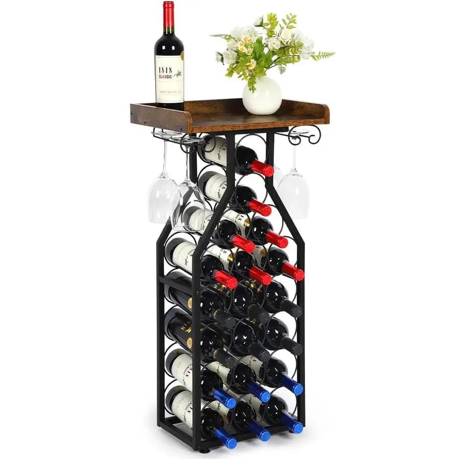 Mensole Galleggianti Versatili, Supporto per Liquori, Mini Bar da Casa, Portabottiglie, Mobiletto per Liquori con Porta Bicchieri