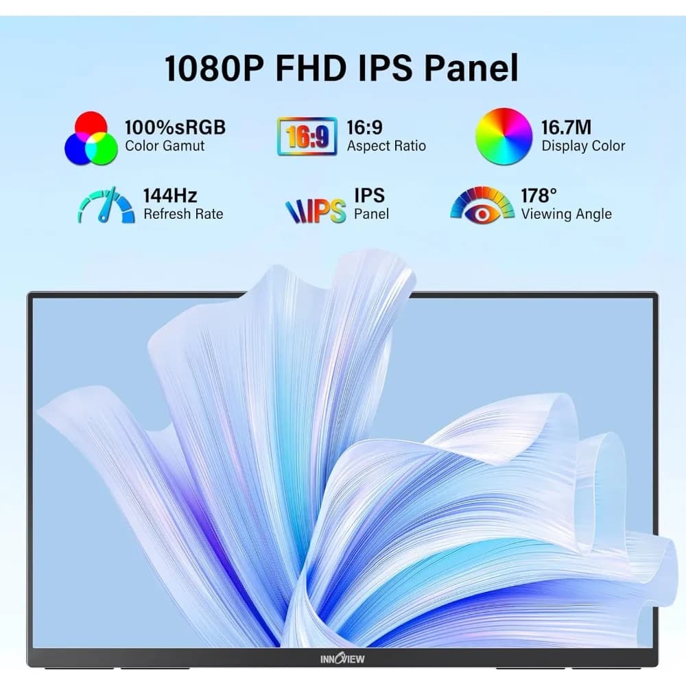 Monitor portatile grande da 23,8", secondo monitor per giochi domestici da lavoro 1080P W/180 ° Supporto regolabile per laptop