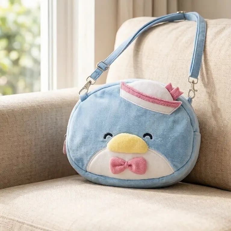 Tuxedosam Cute Zipper Shoulder Bag Portable Storage Bag Detachable Shoulder Strap Crossbody Bag Cartoon Birthday Gift Student