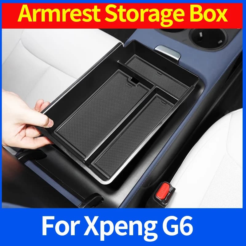 Per Xpeng G6 Car Center Console Vassoio Bracciolo Scatola di immagazzinaggio Organizzatore Accessori interni Stivaggio Riordino Nero Accessori auto