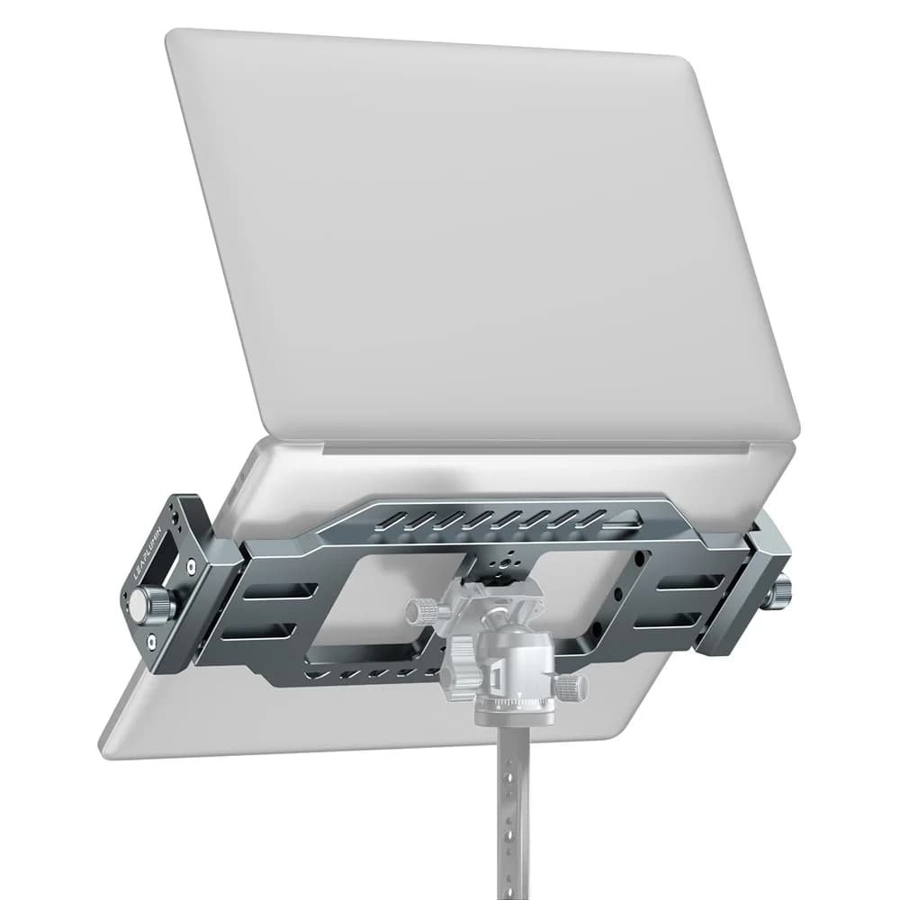 LEAPLIGHT Supporto per treppiede con clip per MacBook per laptop con fori per viti da 1/4" e 3/8", supporto per laptop Arca Swiss Plate per la registrazione
