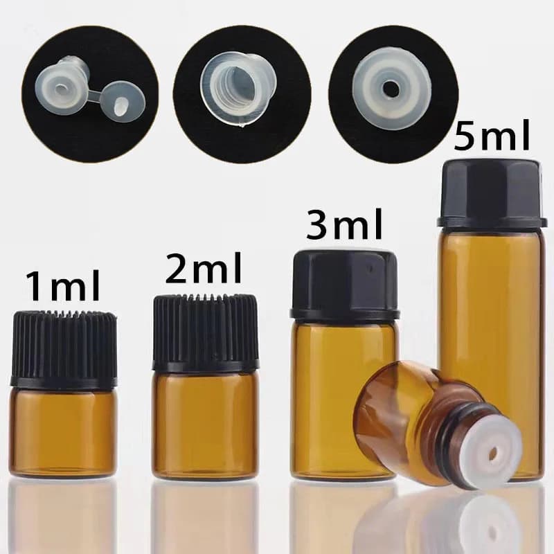 10X 100x 1/2/3/5/10ML Mini Ambra Bottiglie di vetro contagocce vuote Olio essenziale Fragranza Aromaterapia Fiale campione Orifizio Riduttore