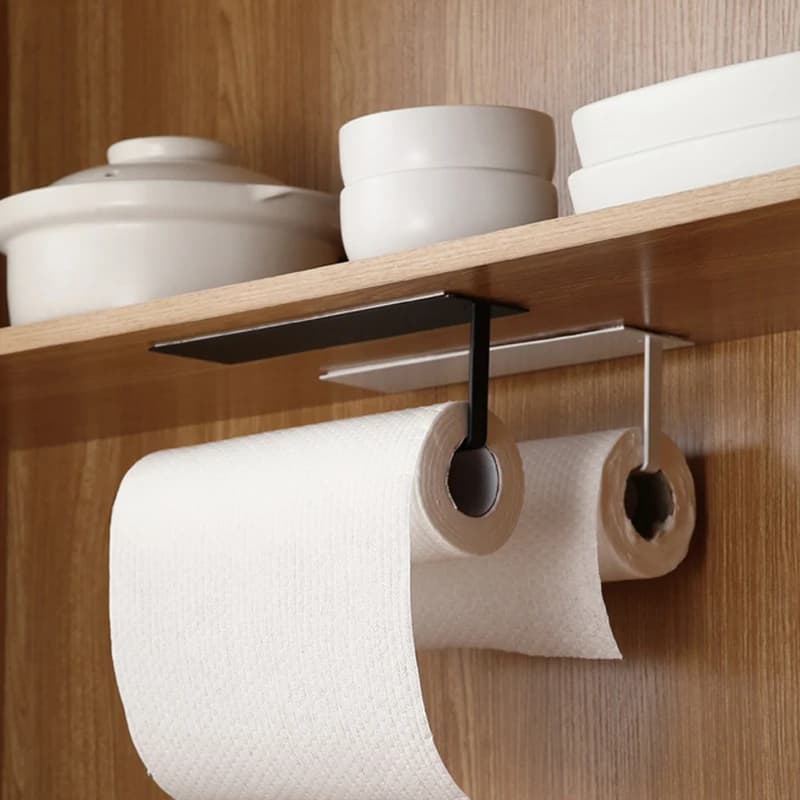 Portarotolo Adesivo per Cucina, Porta Tovaglioli, Dispenser Carta Igienica, Contenitore per Armadietto, Accessori Bagno