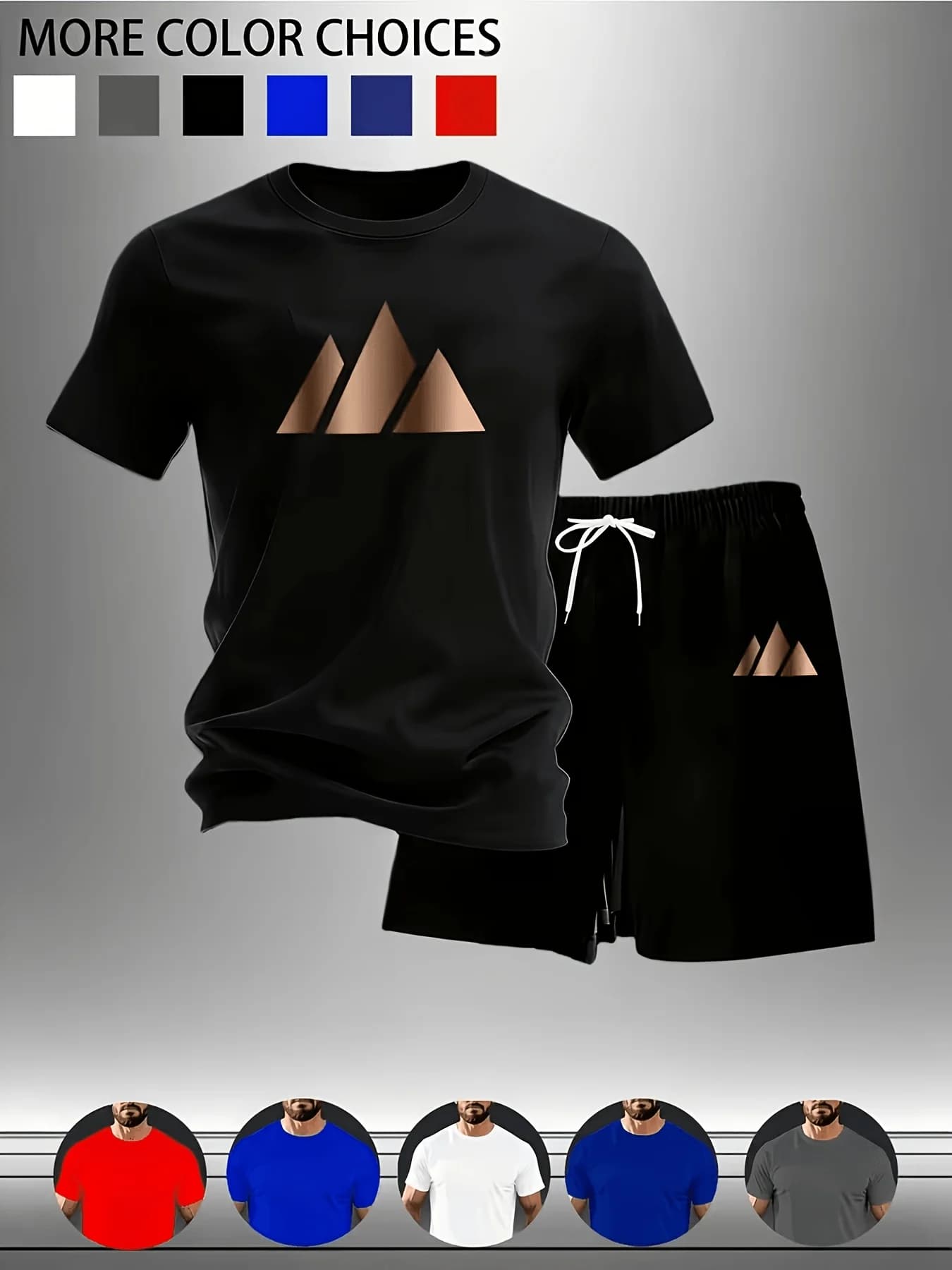 Set da 2 Pezzi per Uomo: T-Shirt a Maniche Corte e Pantaloncini ad Asciugatura Rapida, Traspirante e Assorbente, Tuta Sportiva Casual Estiva