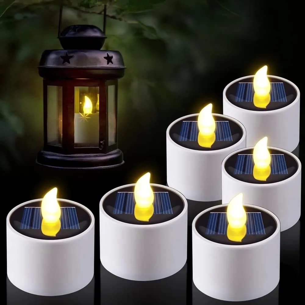 Solar LED Tea Light Candle Led Candles Flameless Outdoor Waterproof Solar Tea Lights Rechargeable Candles for Party Garden Home