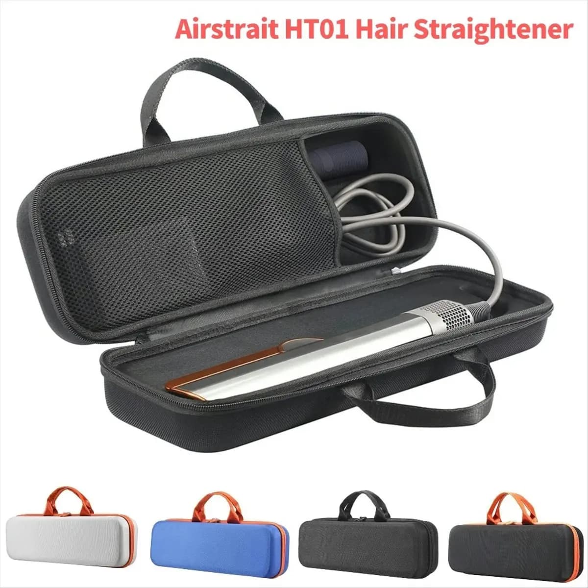 【50% OFF】For Airstrait HT01 Storage Bag Hair Straightener Hard Carring Case Waterproof Travel Anti-Scratch Black Orange