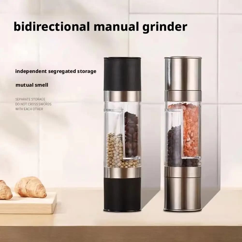 Set macina sale e pepe manuale in acciaio inossidabile 2in1 con smerigliatrice per spezie regolabile in ceramica