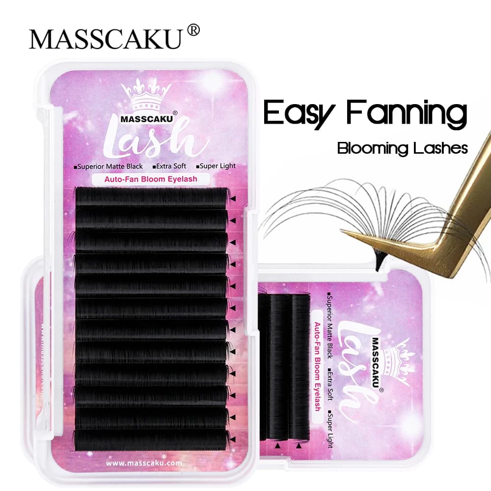 MASSCAKU 0.05/0.07mm Automatic Veneer Eyelashes Fake Russia Volume Extensions Eyelashes Easily Automatic Fan Eyelashes for use in salon
