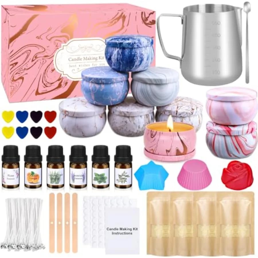 Kit per la creazione di candele per adulti, accessori per principianti, candele profumate fai da te con cera d'api, oli essenziali e stoppini.