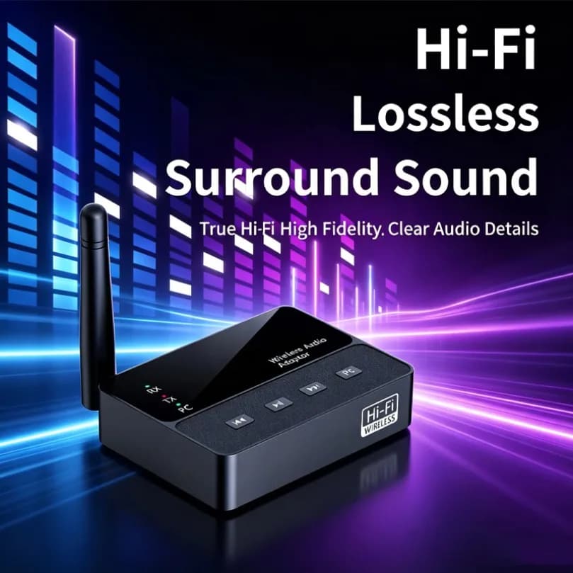 Multi-port Bluetooth 6.0 2 in 1 Audio Transmitter Receiver, HiFi Lossless Sound AUX RCA Adapter for TV Speaker Audio Headphones