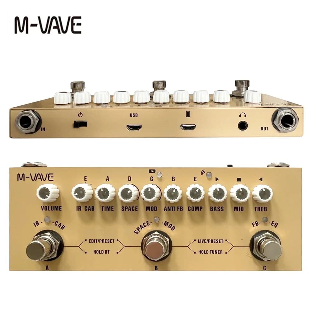 M-vave Cube BABY Pedale multieffetto ricaricabile per chitarra acustica elettrica Funzione interfaccia audio di registrazione Pedale Cuvave