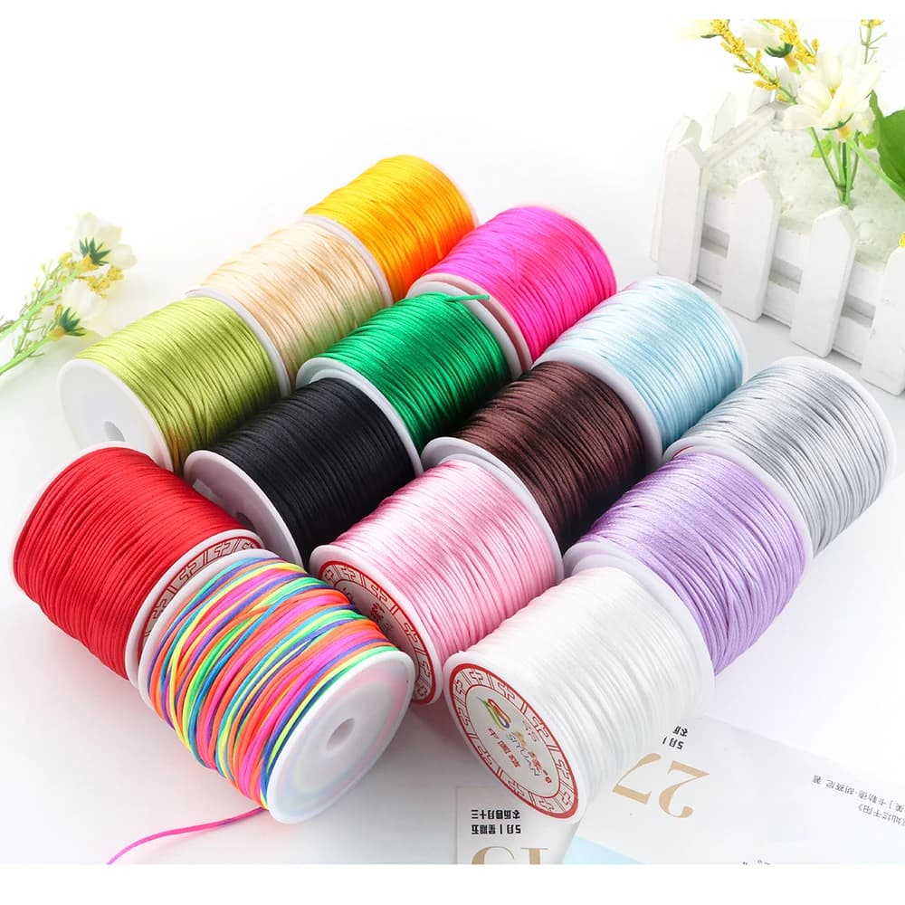 Sunrony 1Pc 1.2mm 55Meter/Roll Multicolor Nylon Rope For Jewelry Making DIY Pacifier Chain Necklace Handmade Accessories